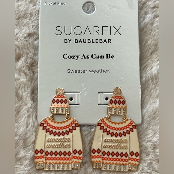 Sugarfix Baublebar Sweater Weather Hat Earrings Fall Jewelry NWT - Picture 3 of 4